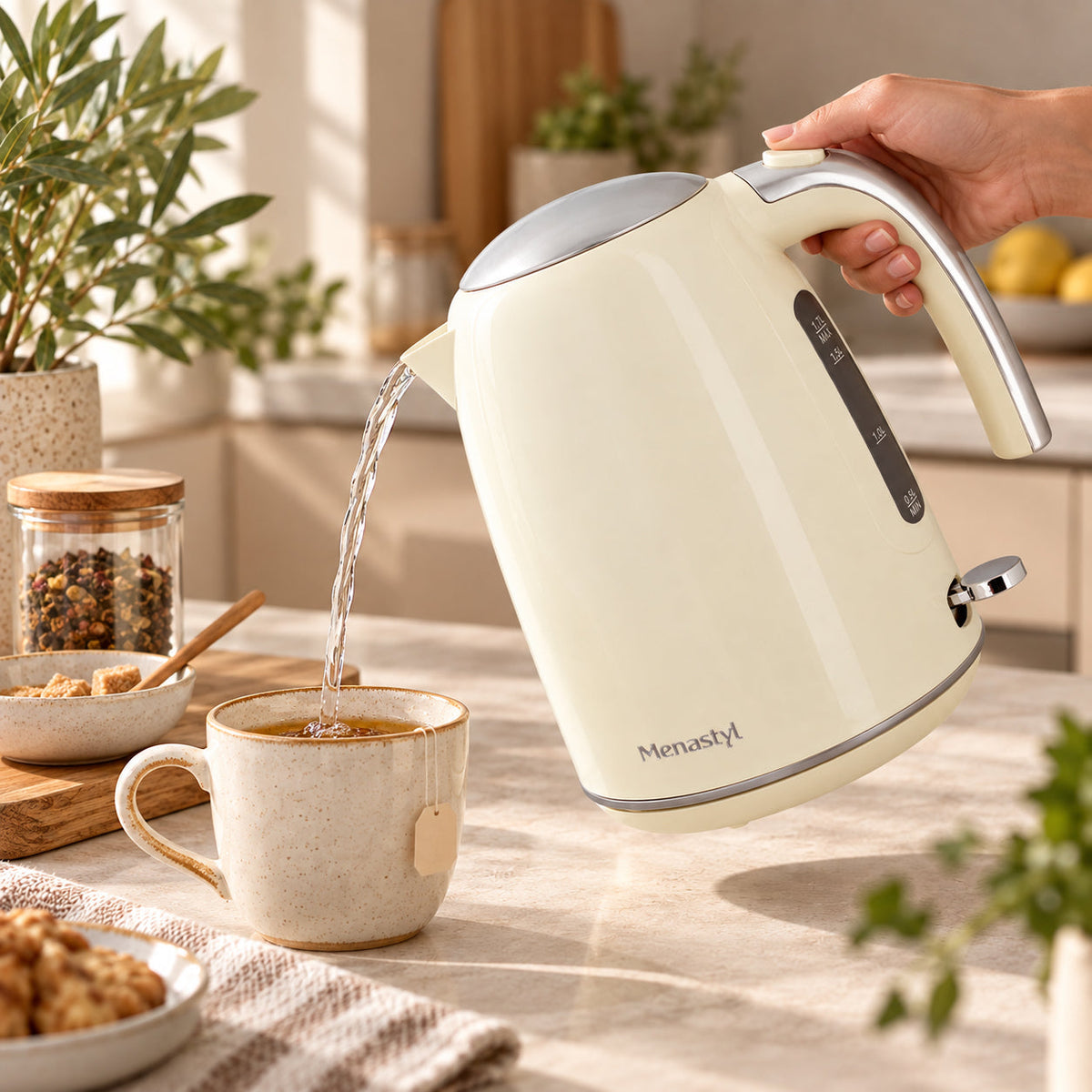 Rétro - Bouilloire Électrique - Acier Inoxydable - 1,7L