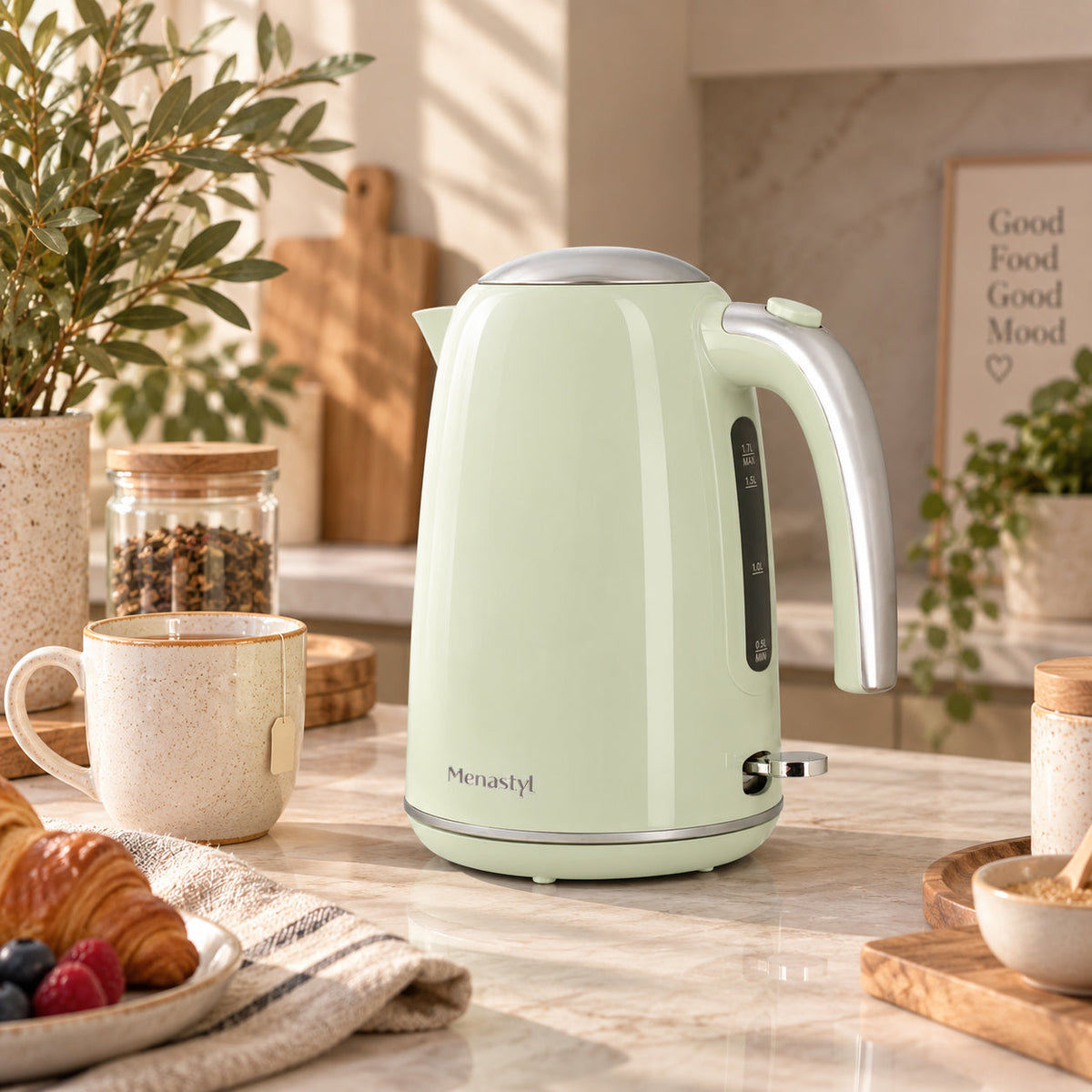 Rétro - Bouilloire Électrique - Acier Inoxydable - 1,7L