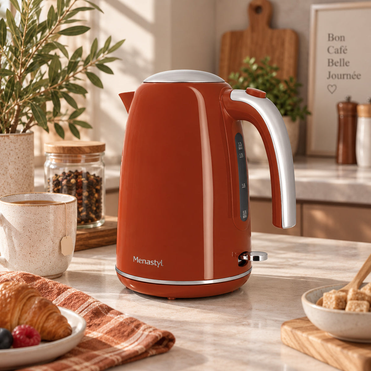 Rétro - Bouilloire Électrique - Acier Inoxydable - 1,7L
