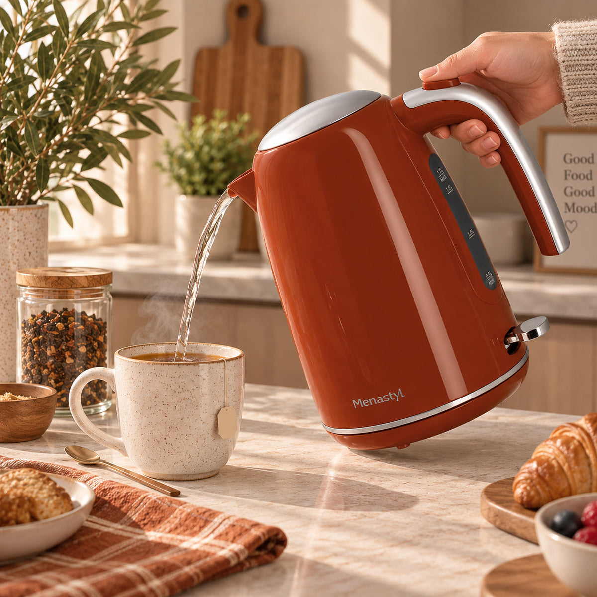 Rétro - Bouilloire Électrique - Acier Inoxydable - 1,7L