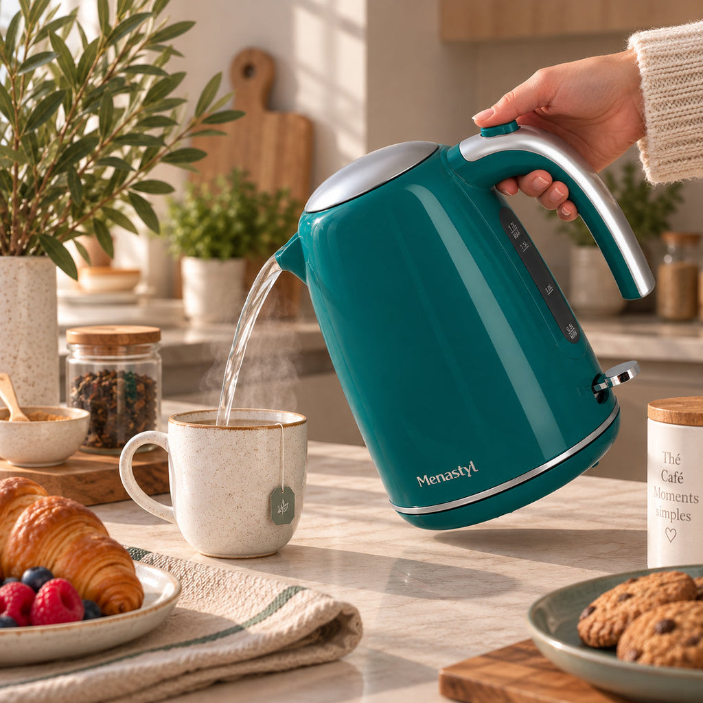 Rétro - Bouilloire Électrique - Acier Inoxydable - 1,7L