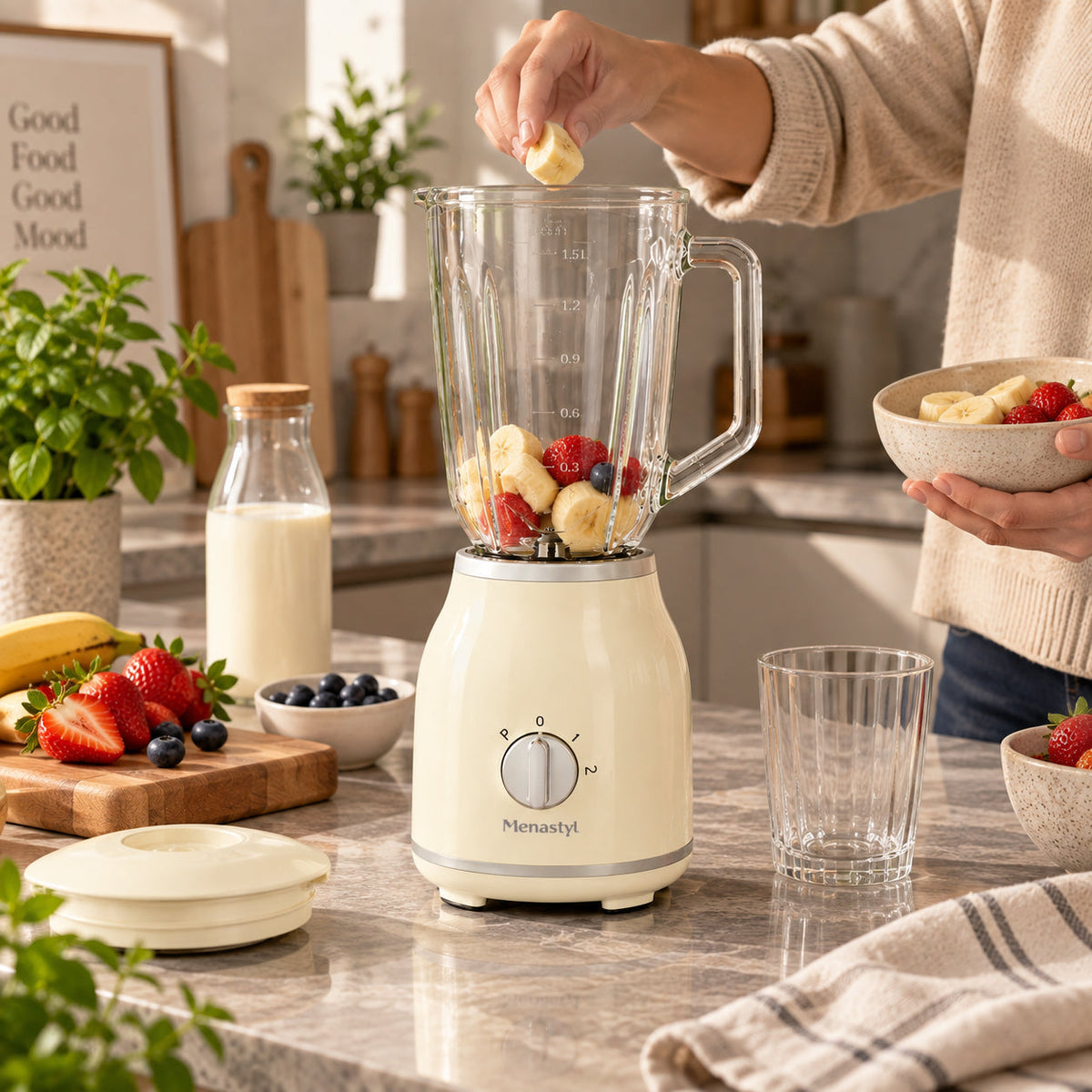 Rétro - Blender - Polypropylène Et Contenant En Verre - 1,5L