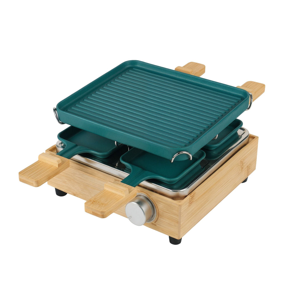 Appareil À Raclette 4 Personnes - Aluminium Et Bambou