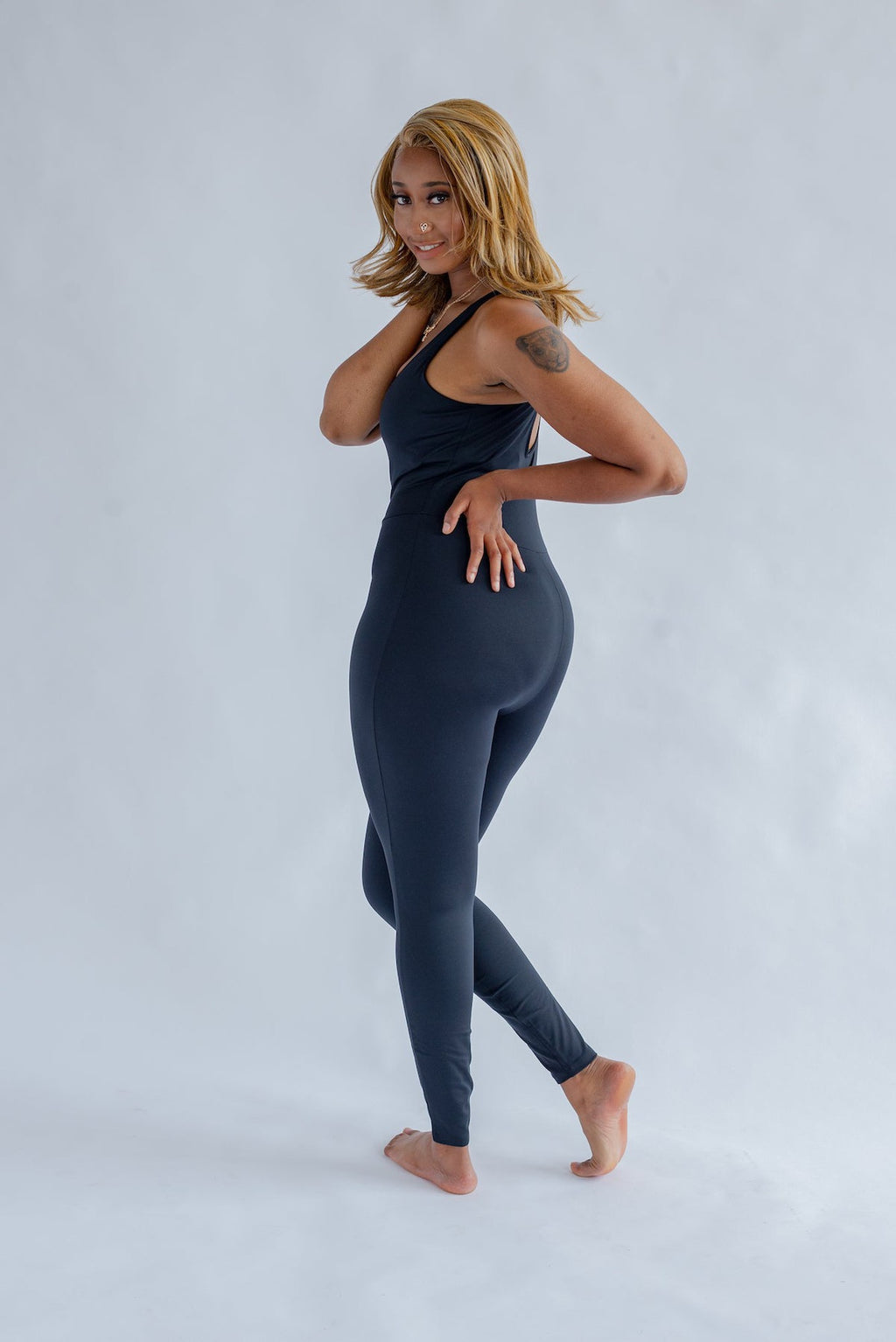 Mono - Unitard con espalda redondeada - Negro