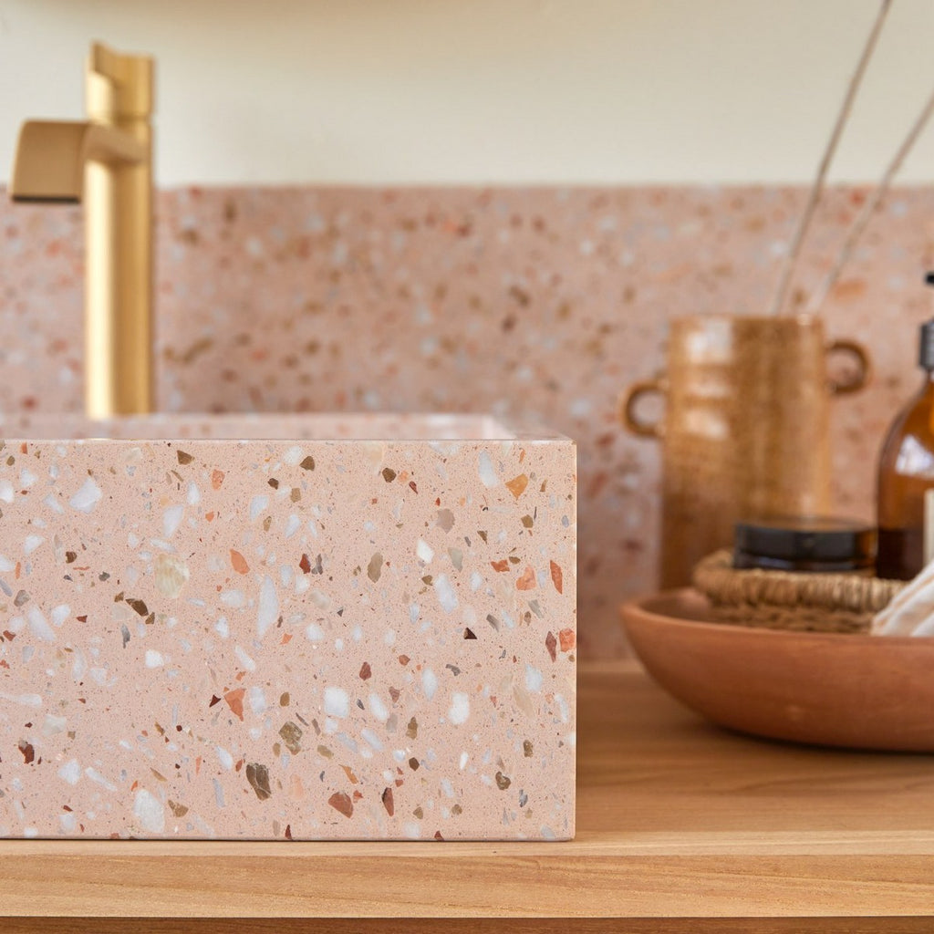 Made - Vasque Carrée - Terrazzo Premium - Rose