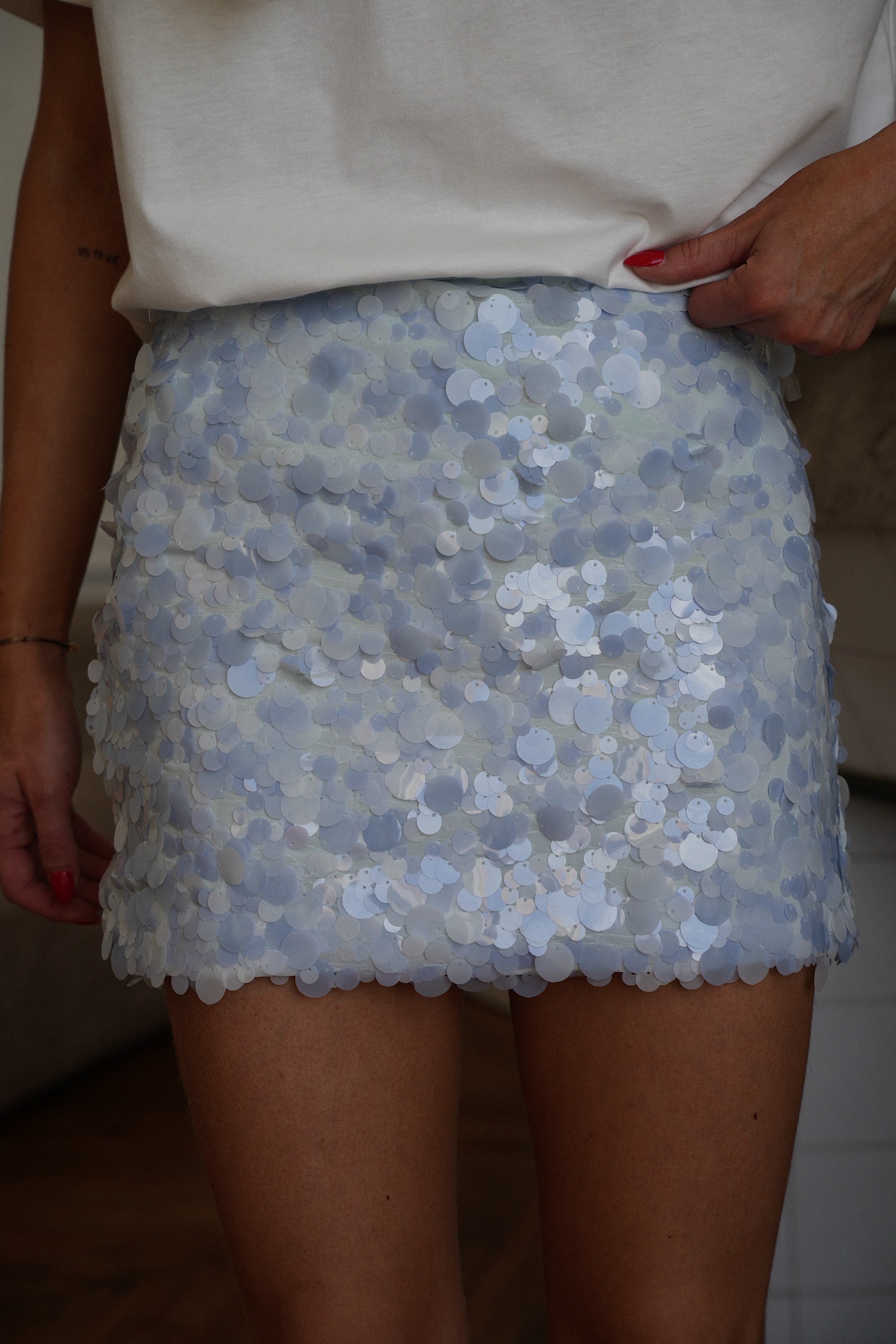 Jupe À Sequins Cara - Bleue