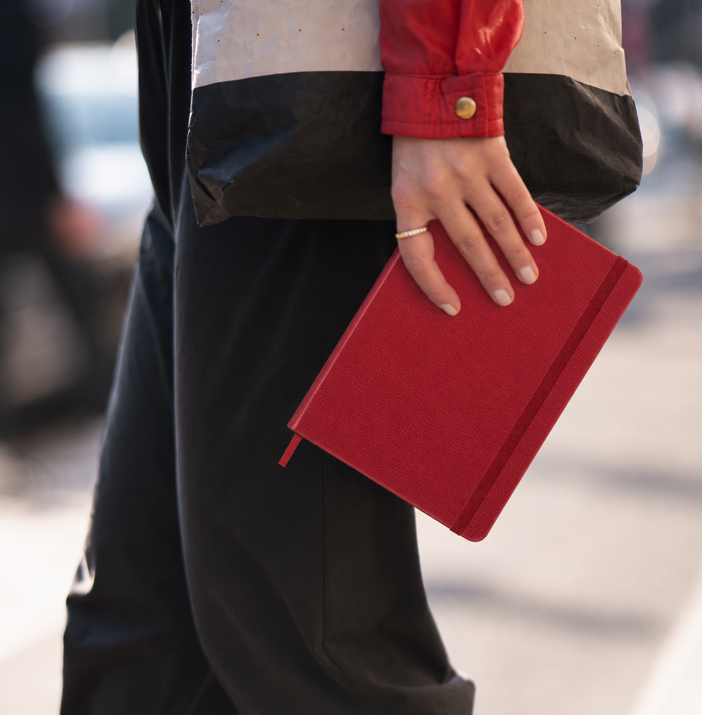 Carnet Ligné (Ruled Notebook) - Large - Couverture En Cuir - Rouge