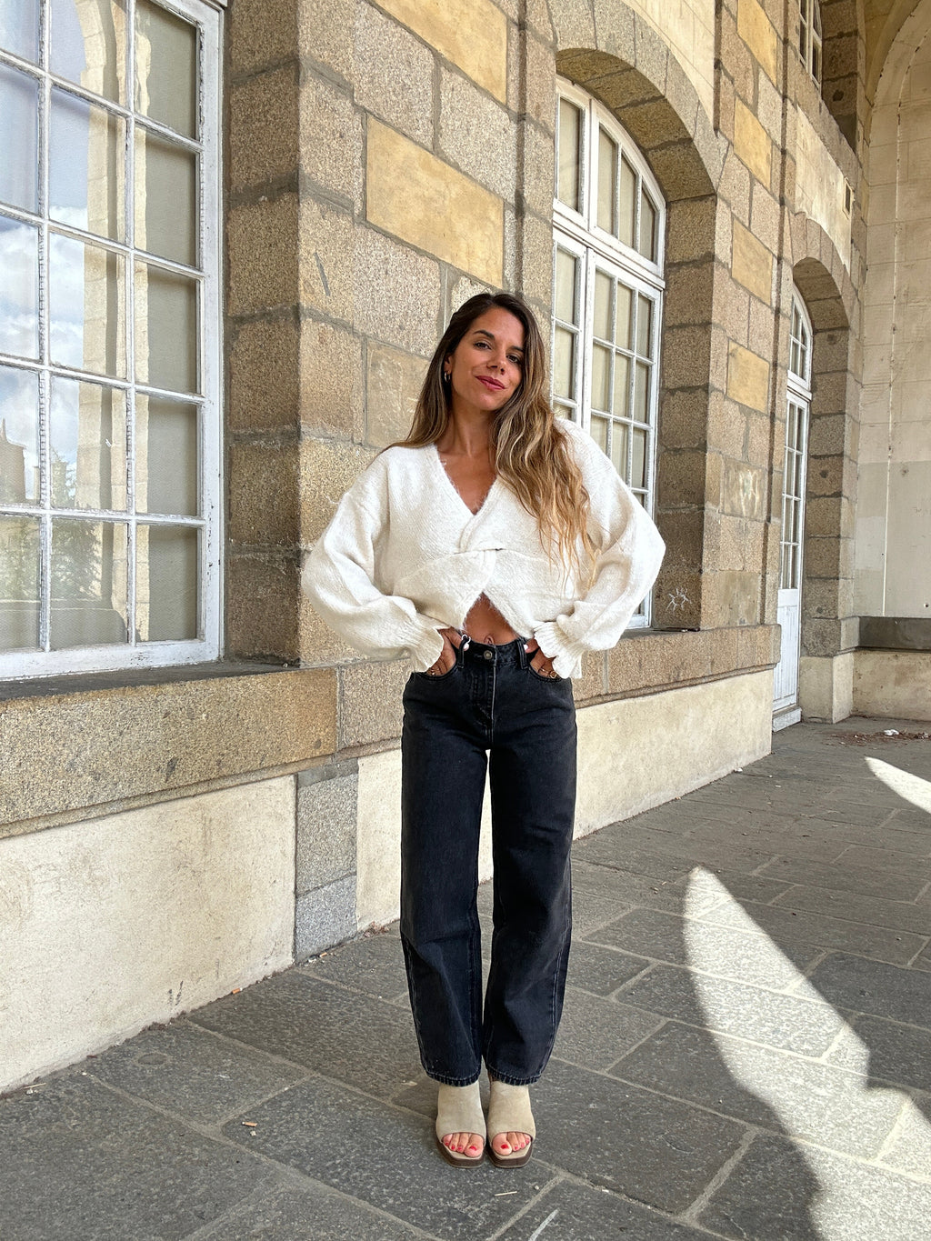 Pull en laine beige Olympe