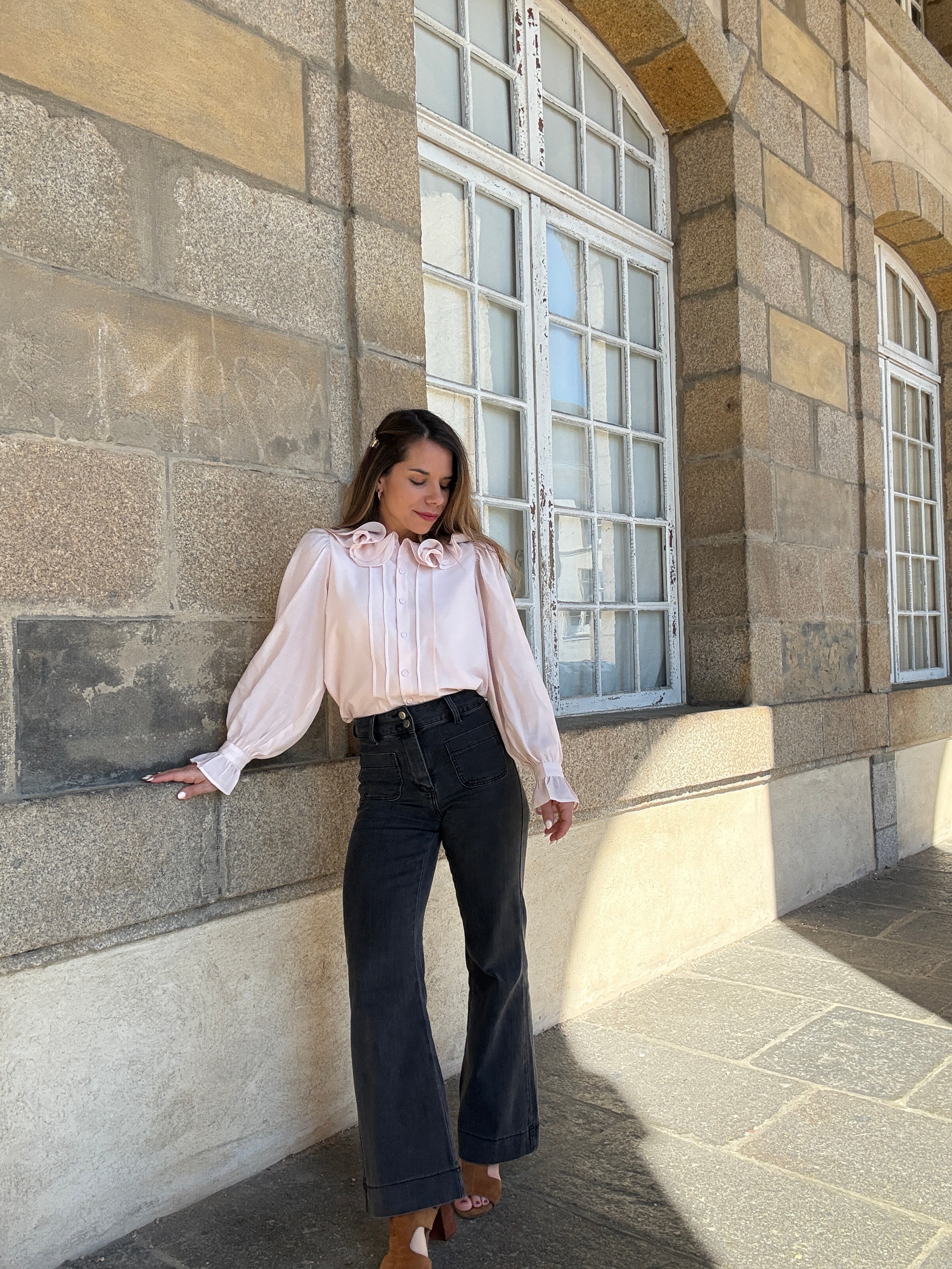 Blouse Brune Doux Rose