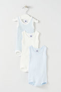 3 Bodysuits - Blue And White - Baby Boy