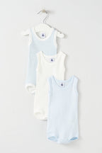 3 Bodysuits - Blue And White - Baby Boy