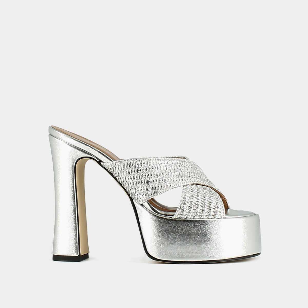 Jonak - Jackie Raffia/Metallic Mules - Silver