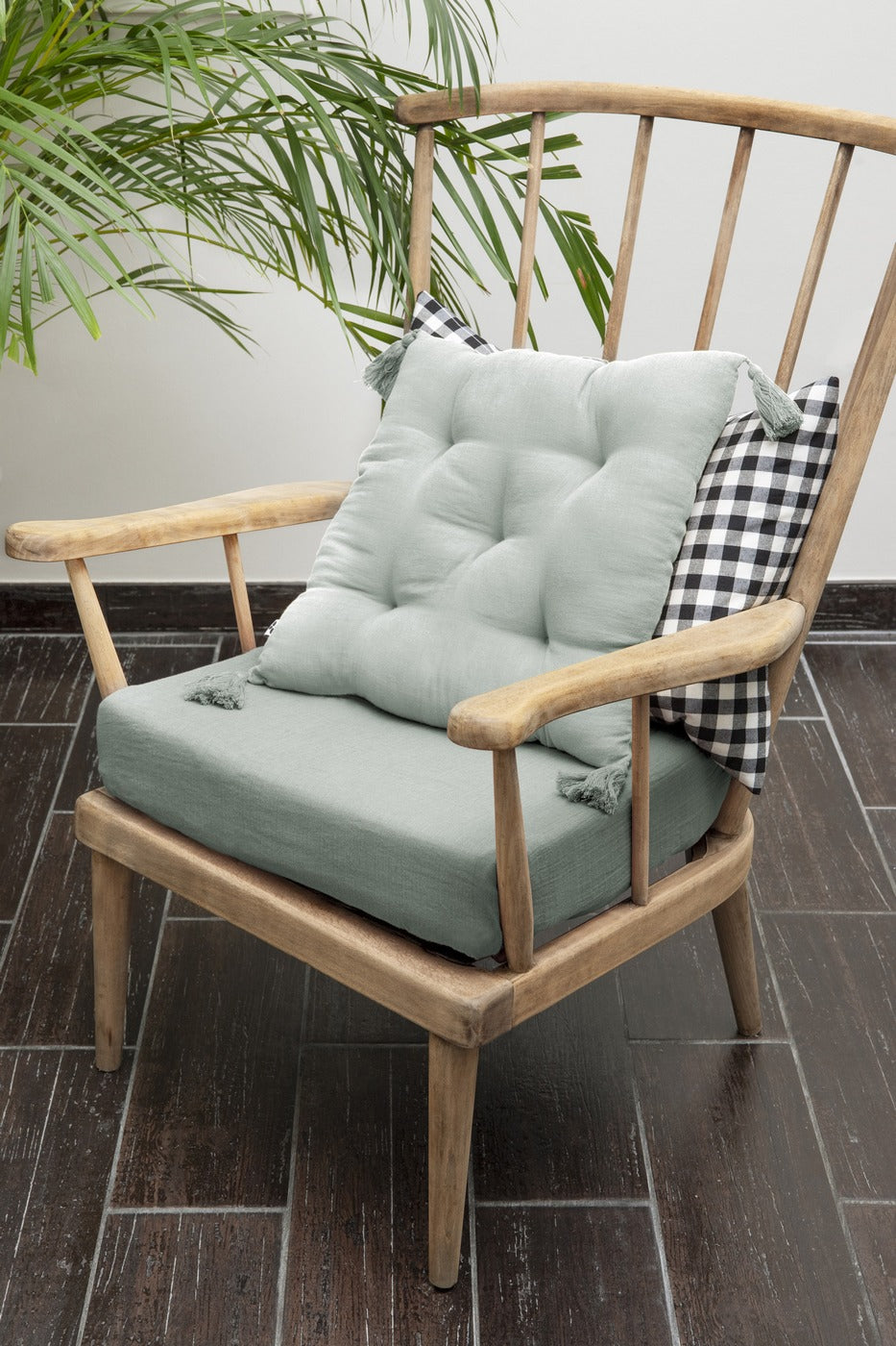 Gaïa - 5-Point Quilted Cushion - Double Cotton Gauze - Eucalyptus