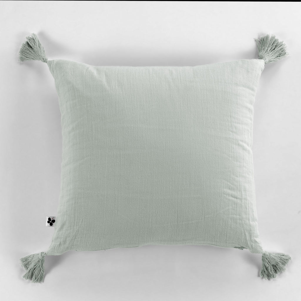 Gaïa - Coussin Déhoussable - Double Gaze De Coton Unie - Eucalyptus