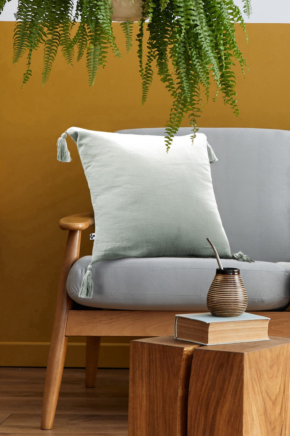 Gaïa - Coussin Déhoussable - Double Gaze De Coton Unie - Eucalyptus