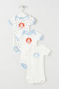 3 Bodysuits - Blue and White - Baby Girl