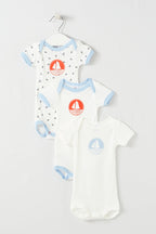 3 Bodysuits - Blue and White - Baby Girl