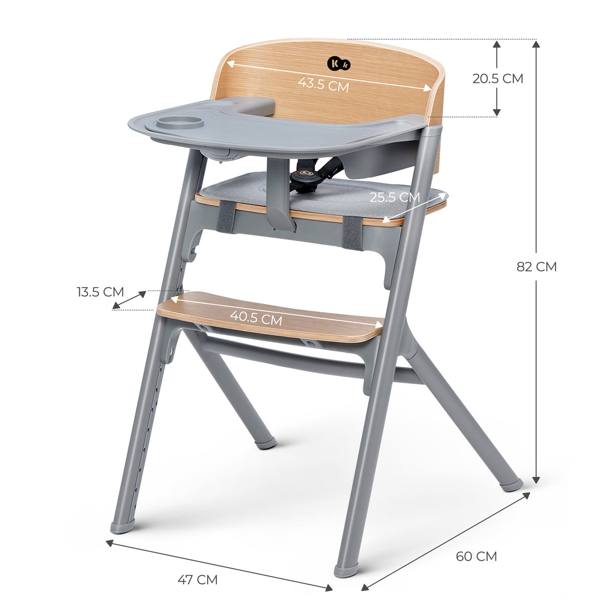 Seggiolone Livy Legno Grigio