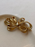 Broche Vintage - Noeud Doré Sculptural