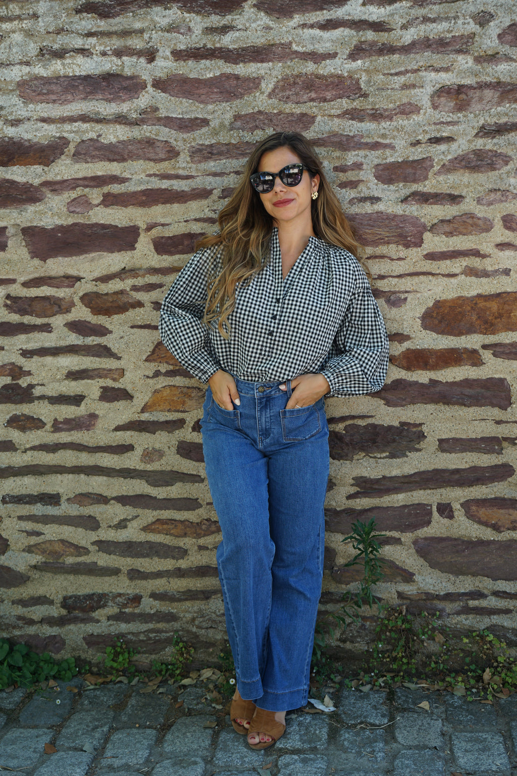 Blusa Vichy Negra Clothilde