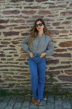 Blusa Vichy Negra Clothilde