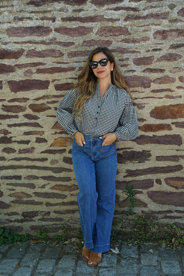 Blusa vichy negra Clothilde