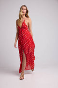 Long Strappy Dress - Red Polka Dots