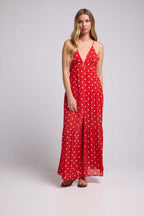 Long Strappy Dress - Red Polka Dots