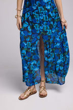 Long Strappy Dress - Blue Floral