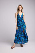 Long Strappy Dress - Blue Floral