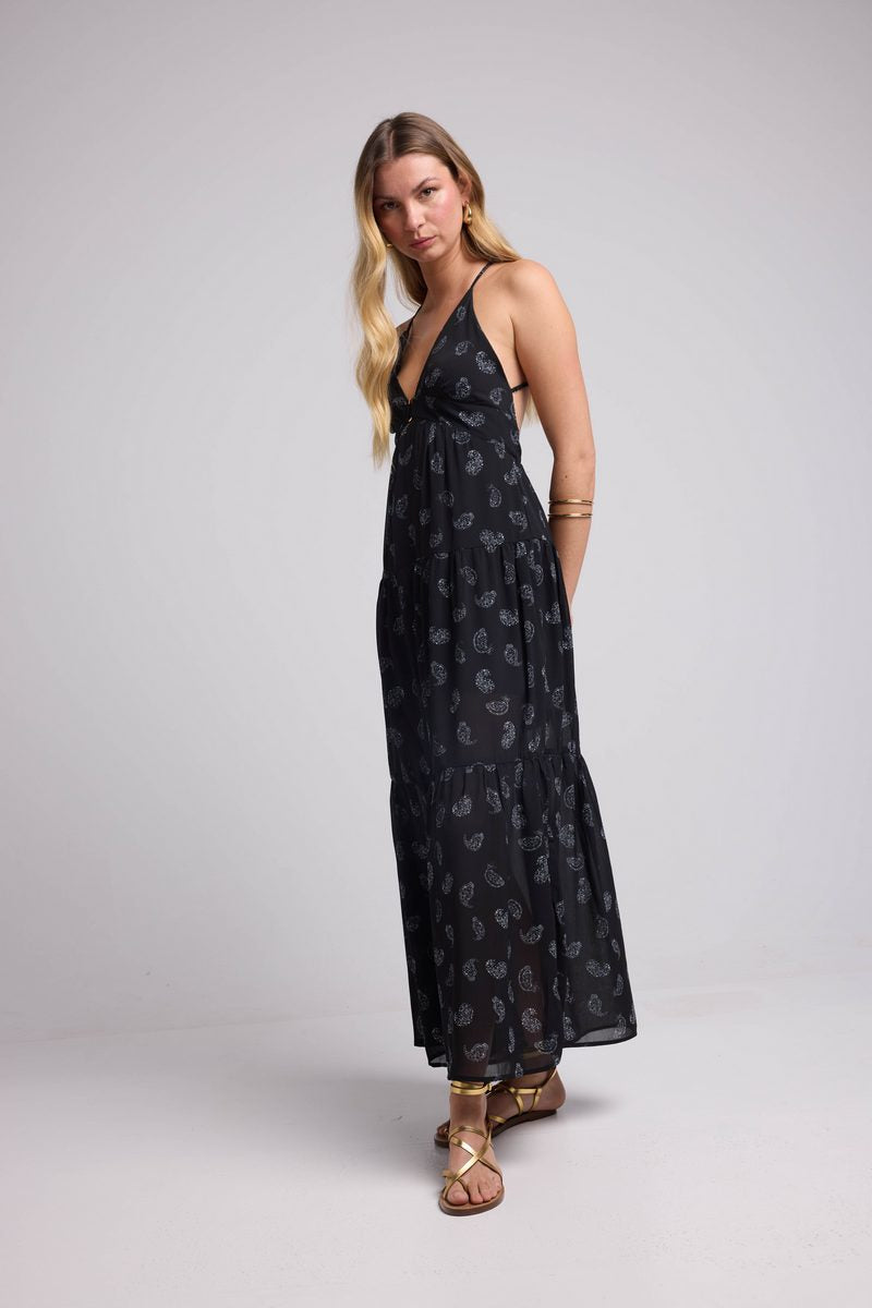 Vestido Largo con Tirantes - Bandana Negra