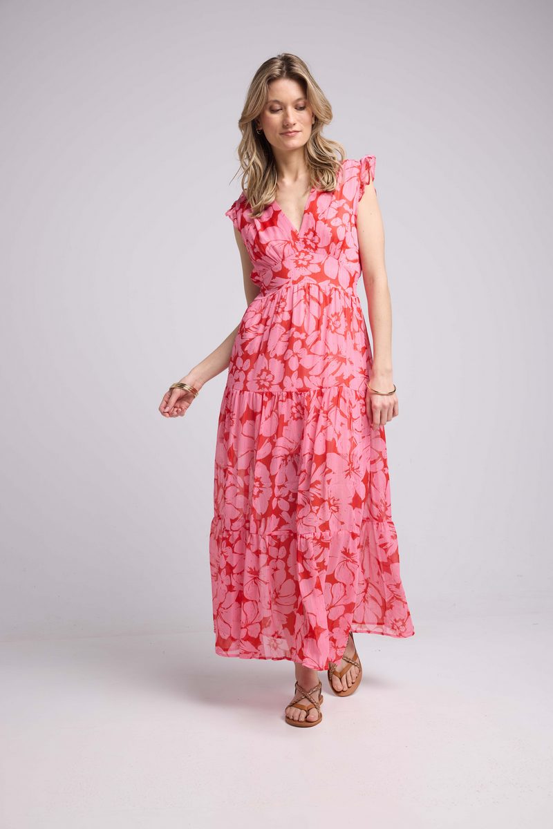 Long Dress - Pink Red Floral