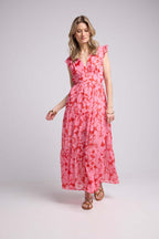 Long Dress - Pink Red Floral