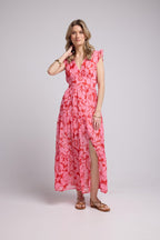 Long Dress - Pink Red Floral