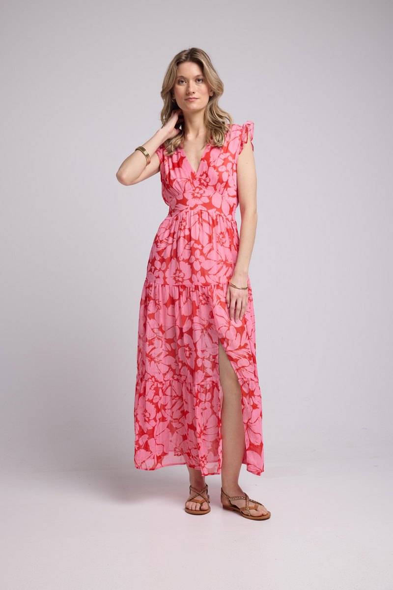 Long Dress - Pink Red Floral