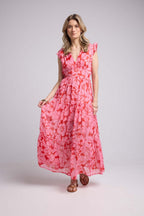 Long Dress - Pink Red Floral