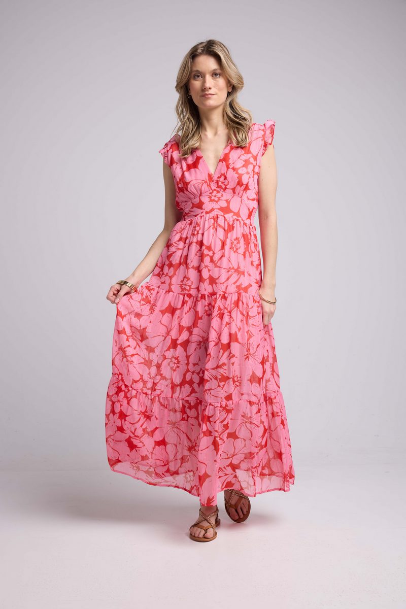 Long Dress - Pink Red Floral