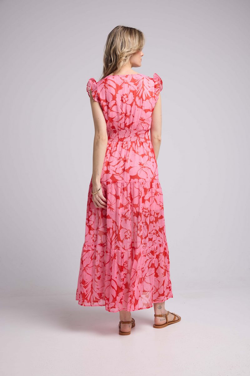 Long Dress - Pink Red Floral
