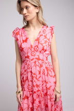 Long Dress - Pink Red Floral