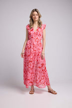Long Dress - Pink Red Floral