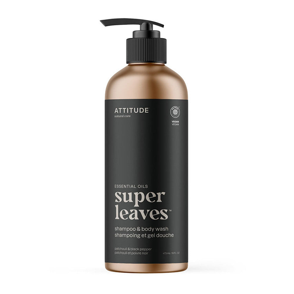 Attitude 2In1 Shampoo and Body Wash, Patchouli and Black Pepper, 16 Oz
