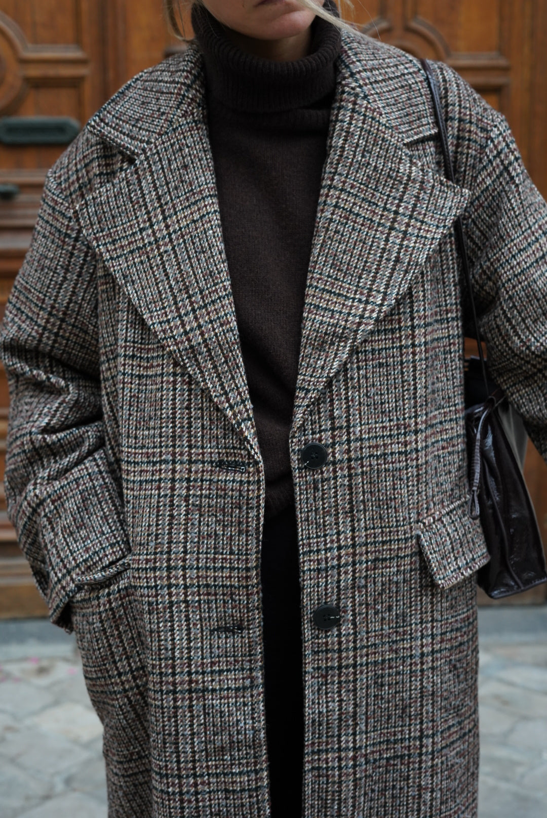 Nicolas Chocolate Check Coat