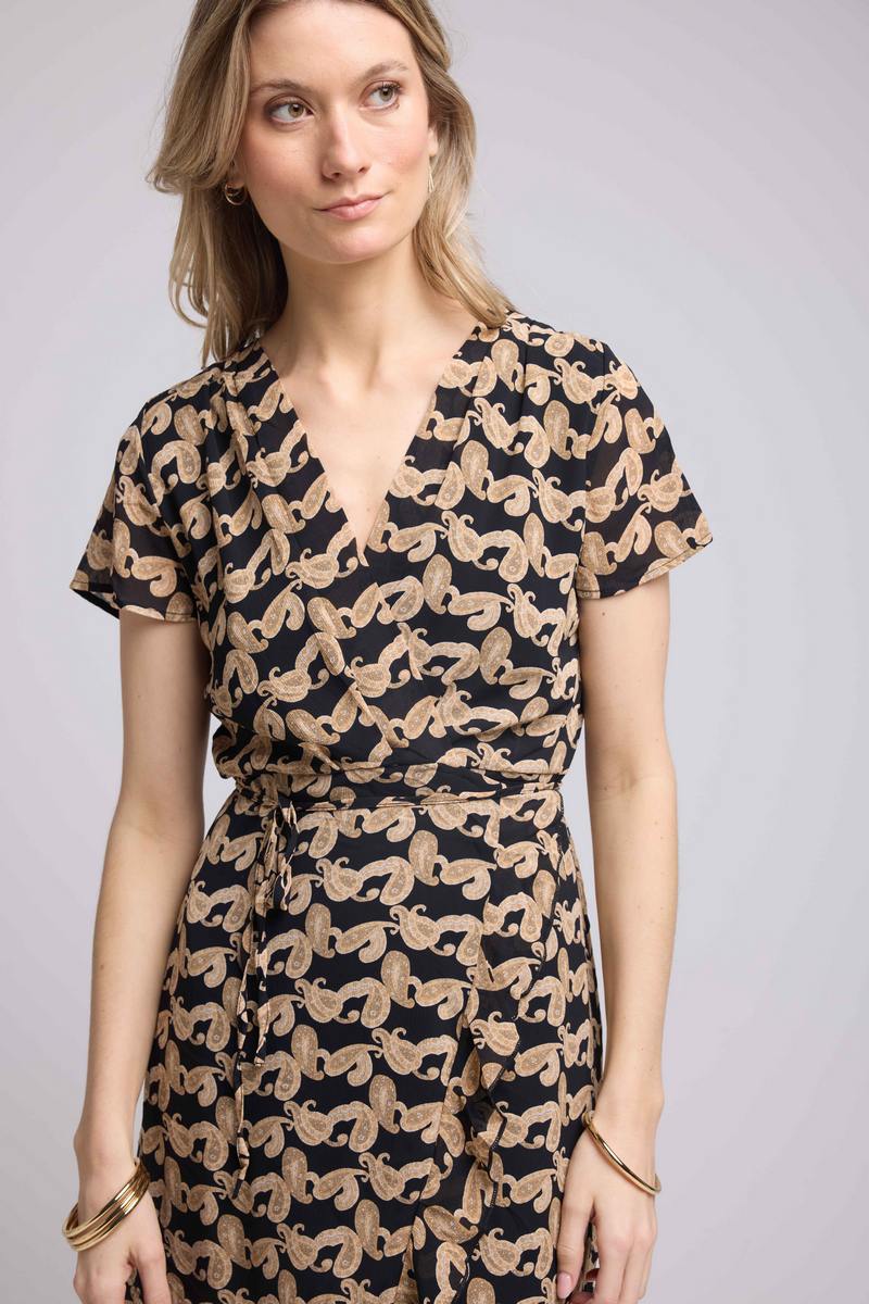 Robe Long Manches Courtes - Cachemire Noir
