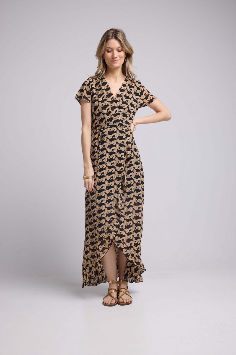 Robe Long Manches Courtes - Cachemire Noir