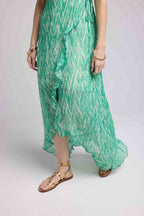 Long Short-Sleeve Dress - Green Print