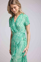 Long Short-Sleeve Dress - Green Print
