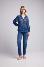 Blusa de manga larga - Flores azules