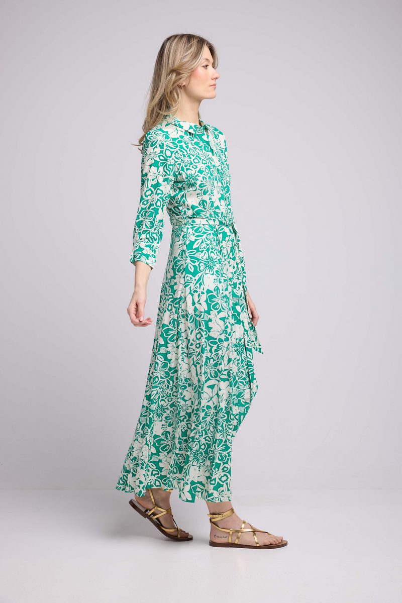 Robe Long Manches Longues - Vert Blanc
