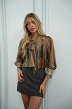 Blouse Rayée Anissa - Kaki