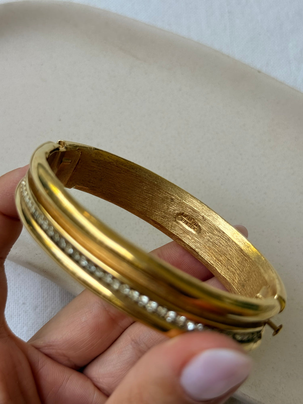 Bracelet Lanvin Vintage - Jonc Doré Et Strass